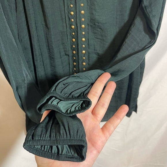 Vince Camuto Dark Green Studded Blouse - Picture 5 of 7